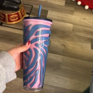 Blue and purple tiger stripped Starbucks venti tumbler never used